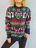 Christmas Pattern Round Neck Long Sleeve Sweater-0