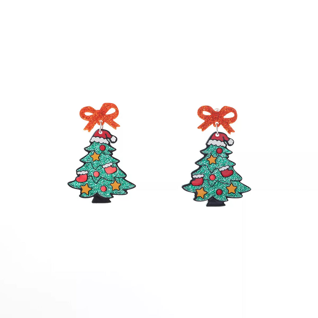 Boucles d'oreilles — Sapin acrylique rouge