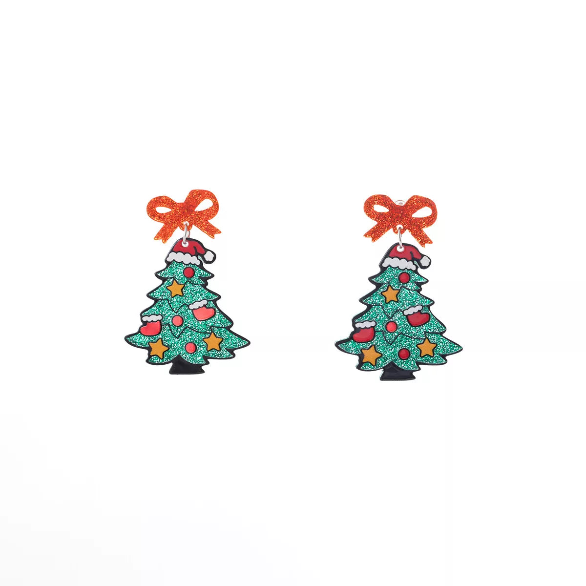 Boucles d'oreilles — Sapin acrylique rouge