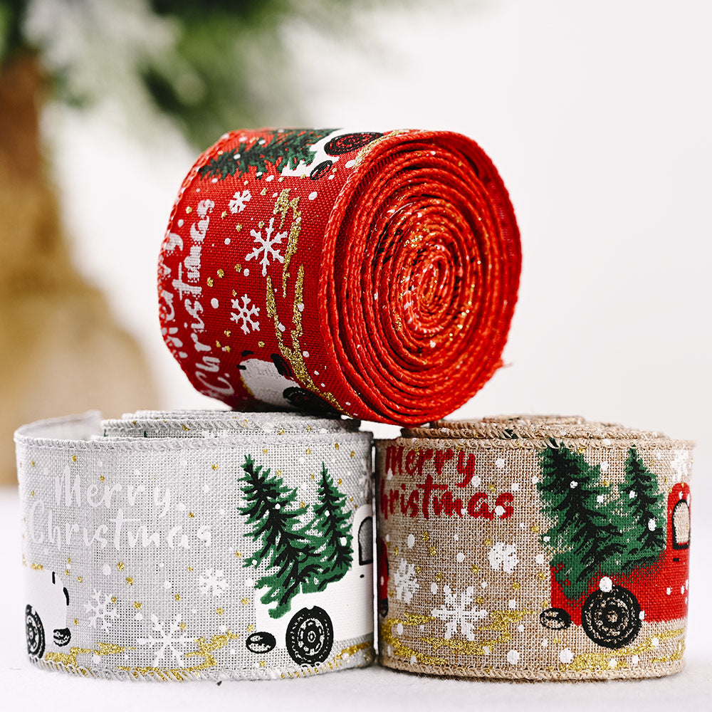 Ruban de Noël 5 mètres — Voitures et sapins