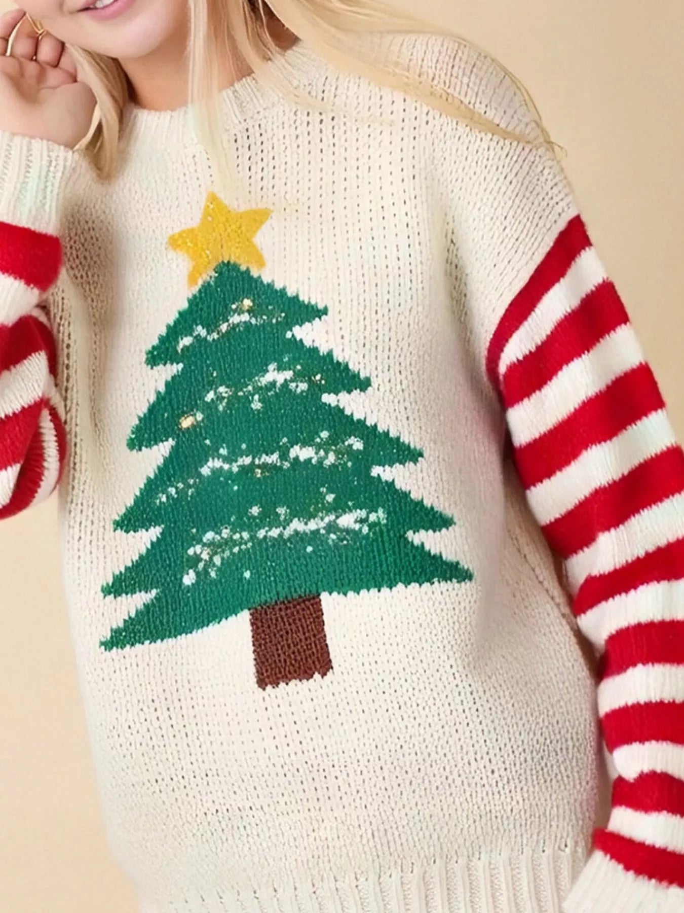 Christmas Tree Round Neck Sweater-3