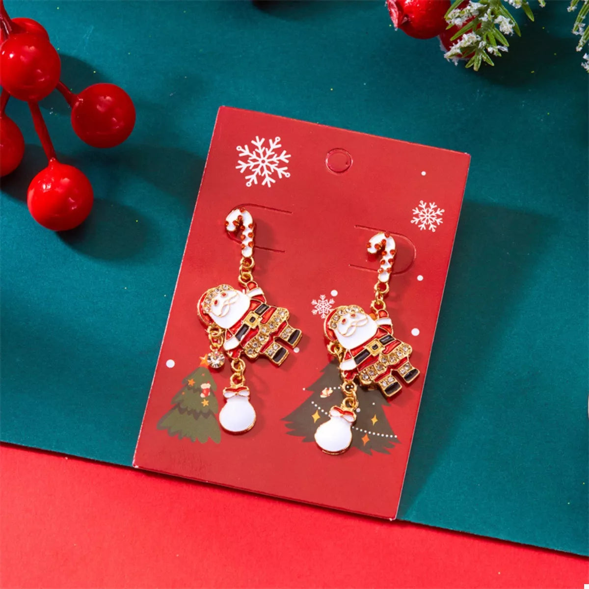 Boucles d'oreilles — Père Noël et strass