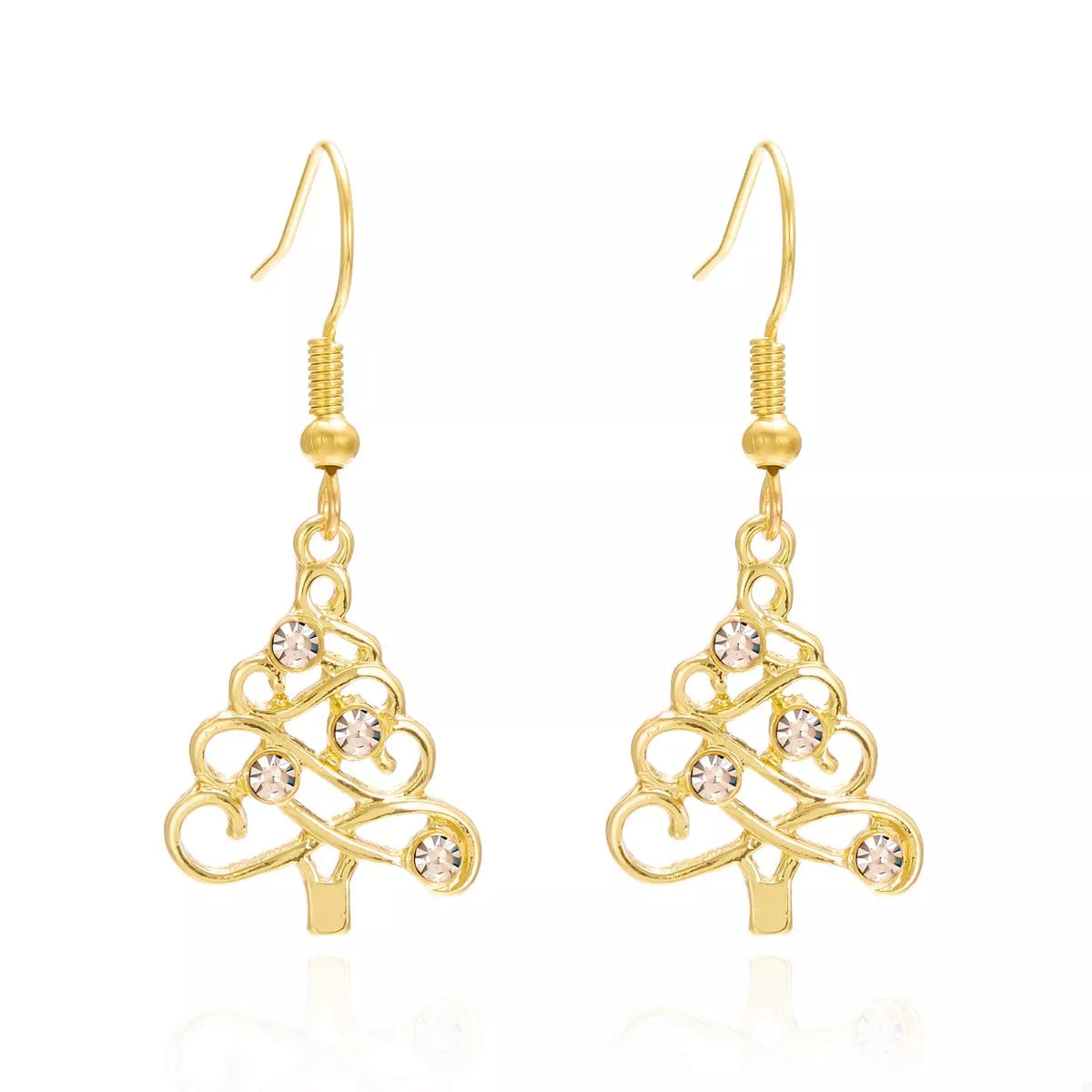 Boucles d'oreilles pendantes — Sapin doré