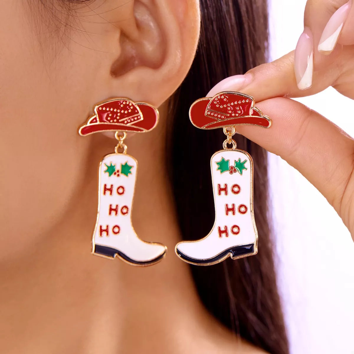 Boucles d'oreilles — Bottes de cowboy rouges