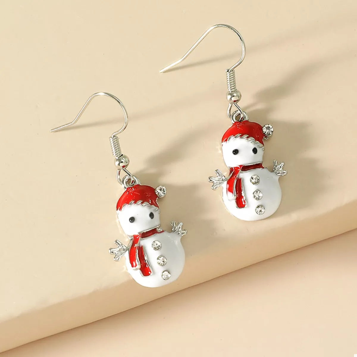 Boucles d'oreilles — Bonhomme de neige rouge