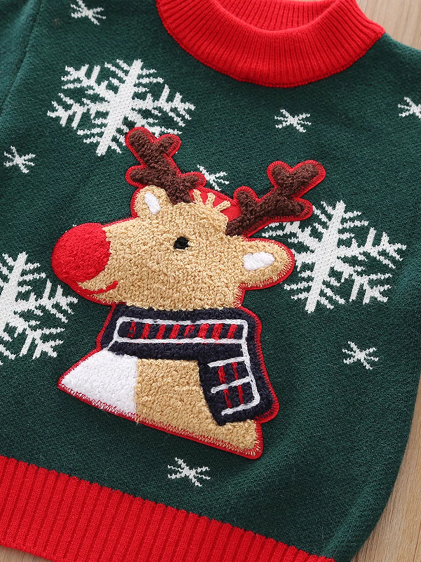 Children's Christmas Reindeer Snowflake Knitted Sweater-1
