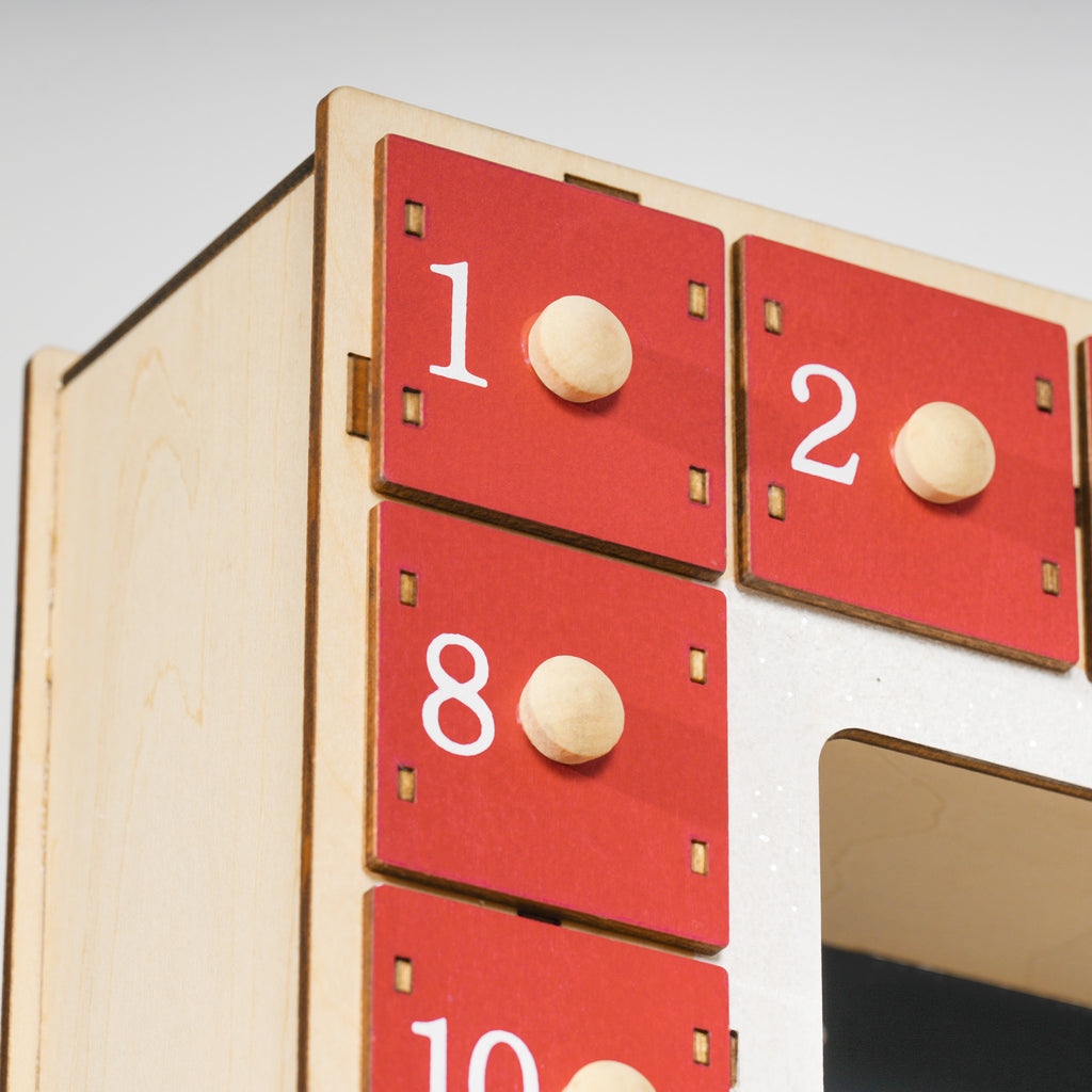 Calendrier de l'Avent lumineux en bois — 24 tiroirs