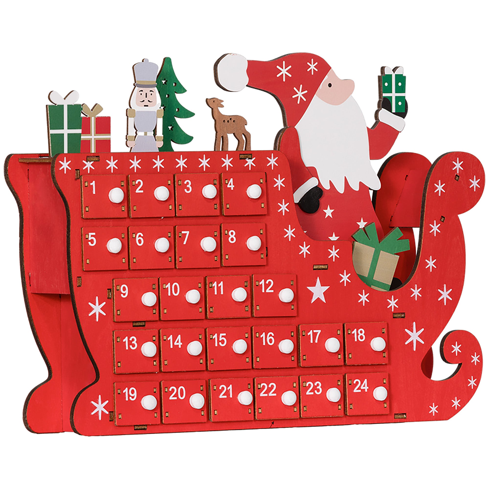 Calendrier de l'Avent en bois à remplir — Père Noël et traîneau