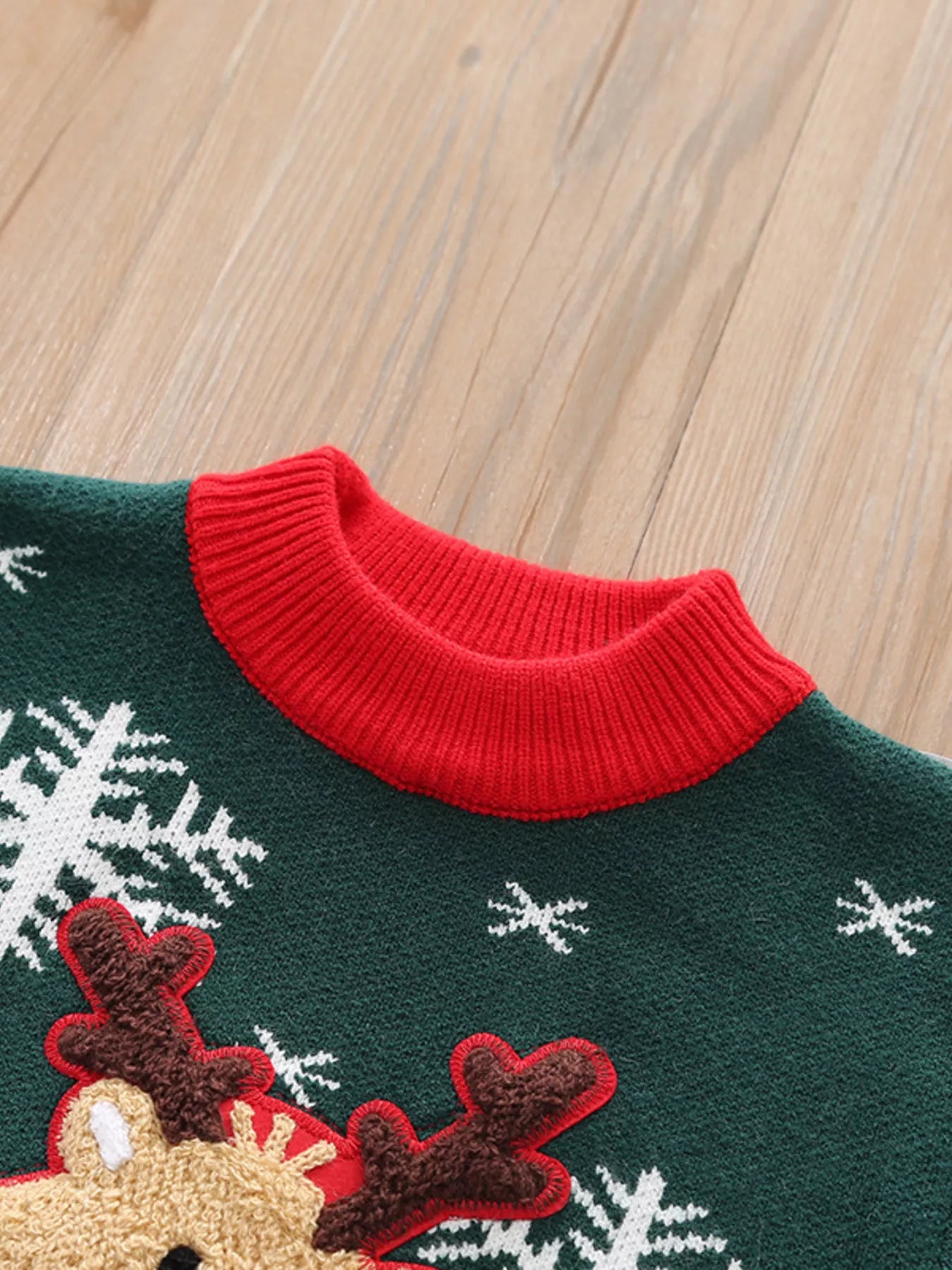 Children's Christmas Reindeer Snowflake Knitted Sweater-2