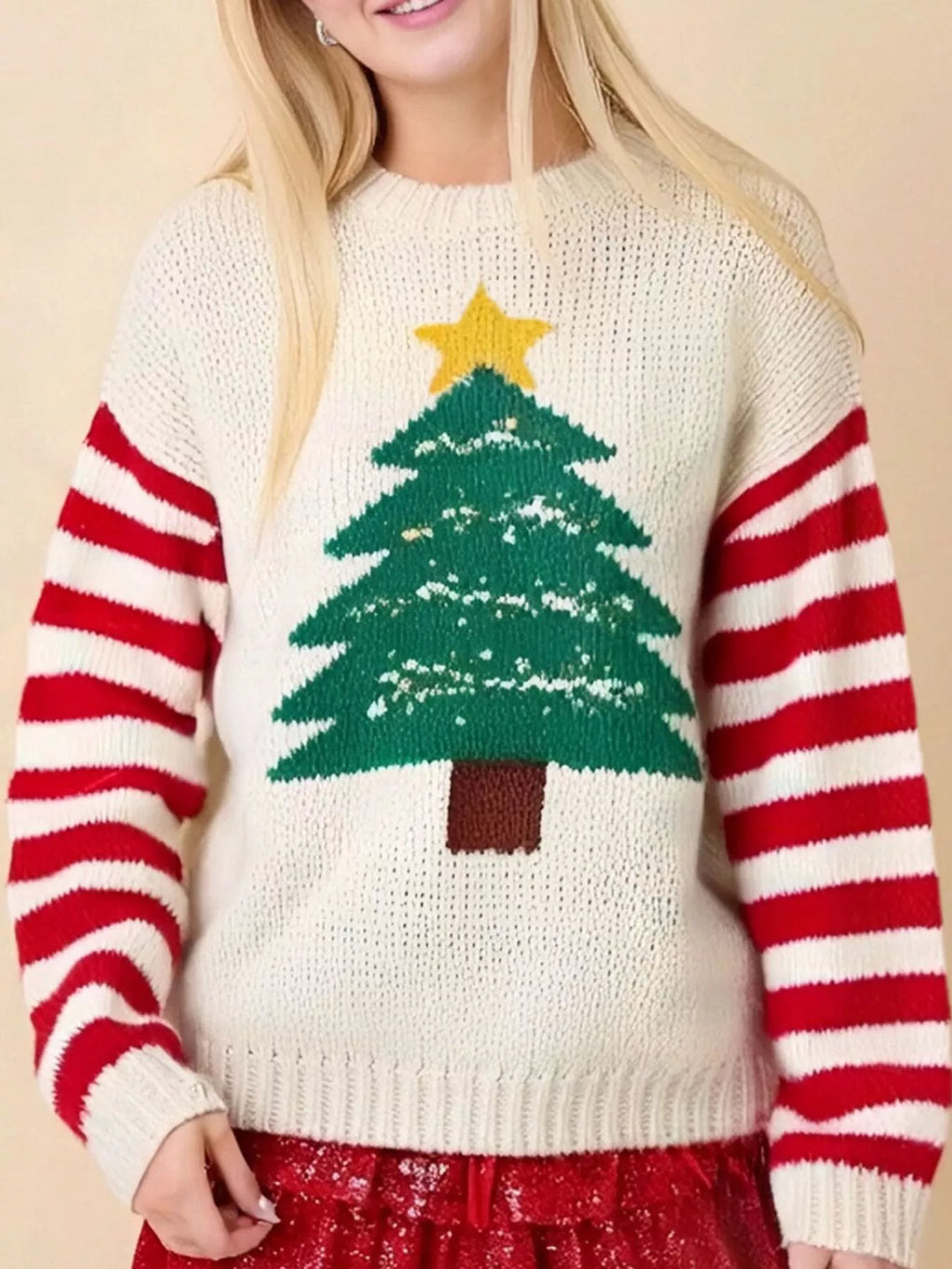 Christmas Tree Round Neck Sweater-2