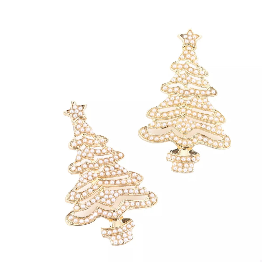 Boucles d'oreilles — Sapin en strass et perles