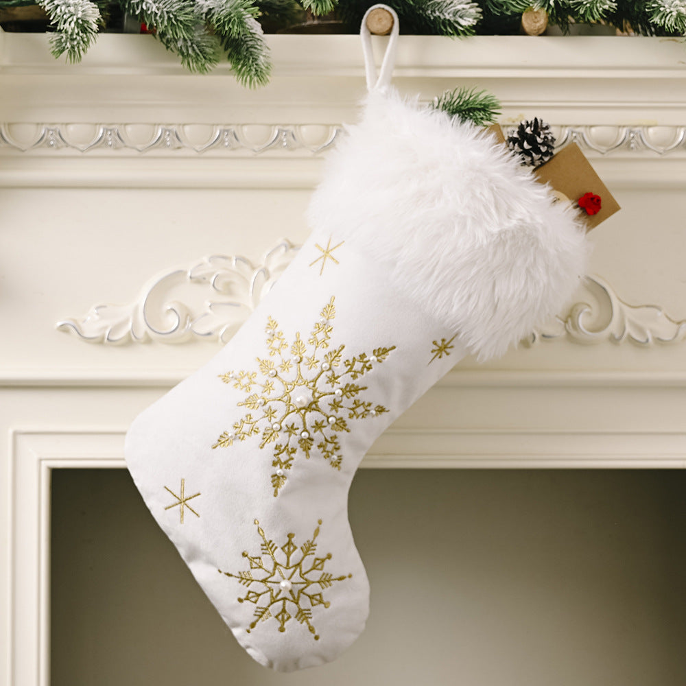 Chaussette de Noël — Flocons, argent ou or
