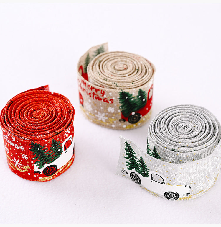 Ruban de Noël 5 mètres — Voitures et sapins