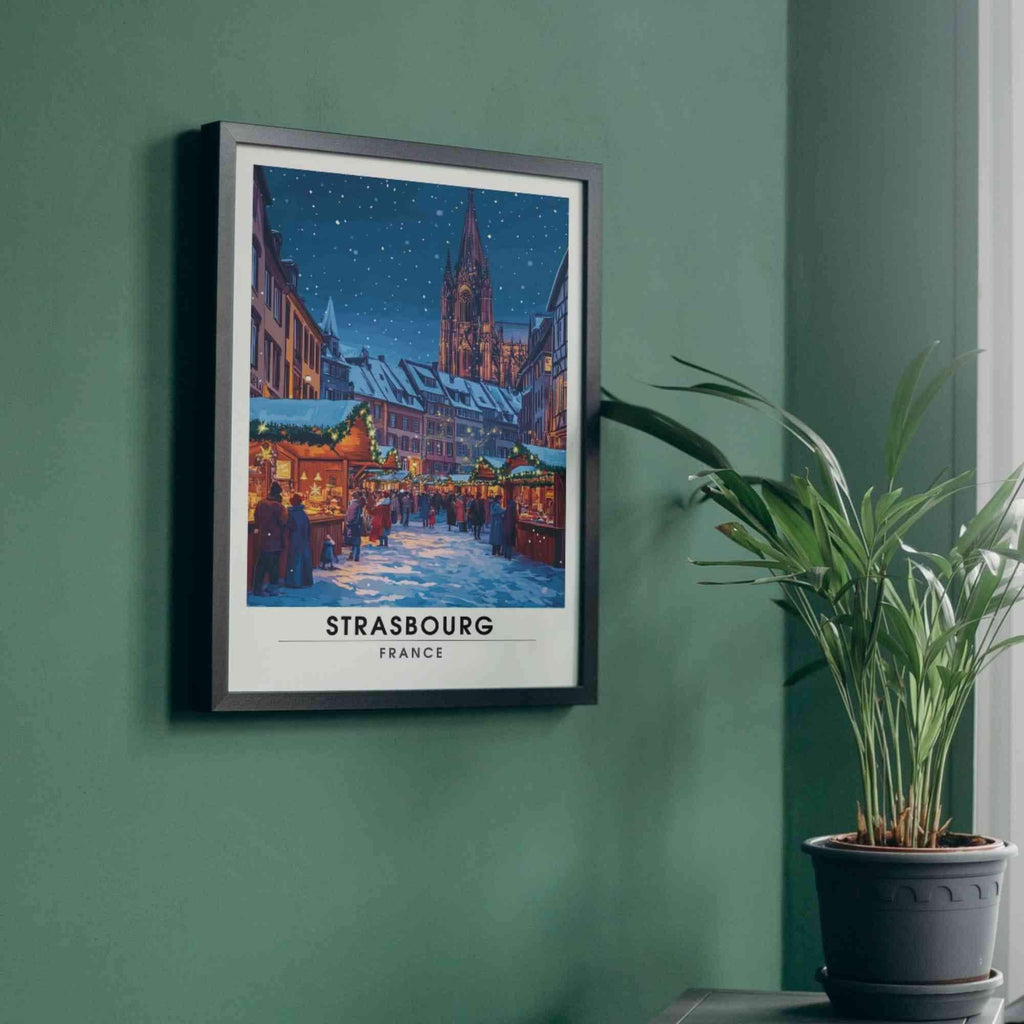 Affiche Strasbourg — Marché de Noël, vue d'ensemble