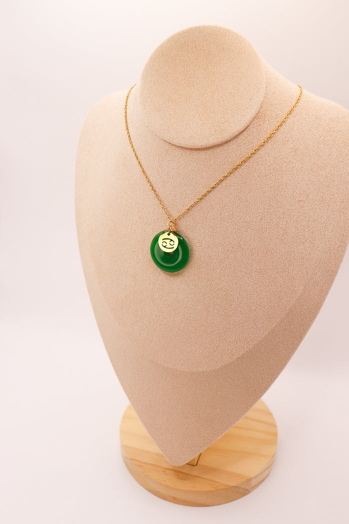 Pendentif Donut en jade personnalisable + charm astro